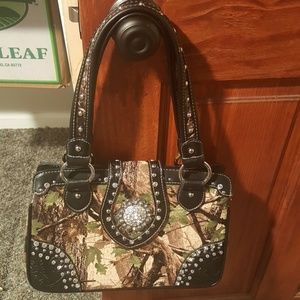 Camo studded purse
